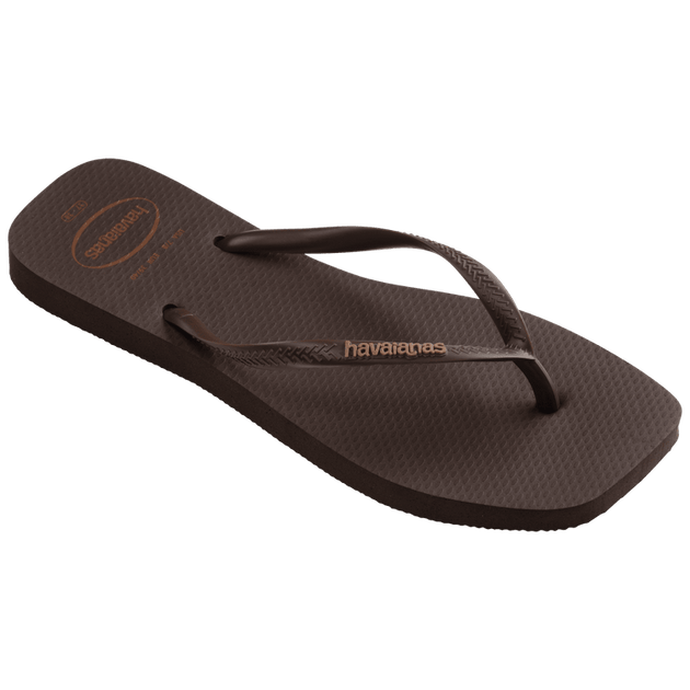 HAVAIANAS Slim Square Logo Pop Sandal Dark Brown The Shop