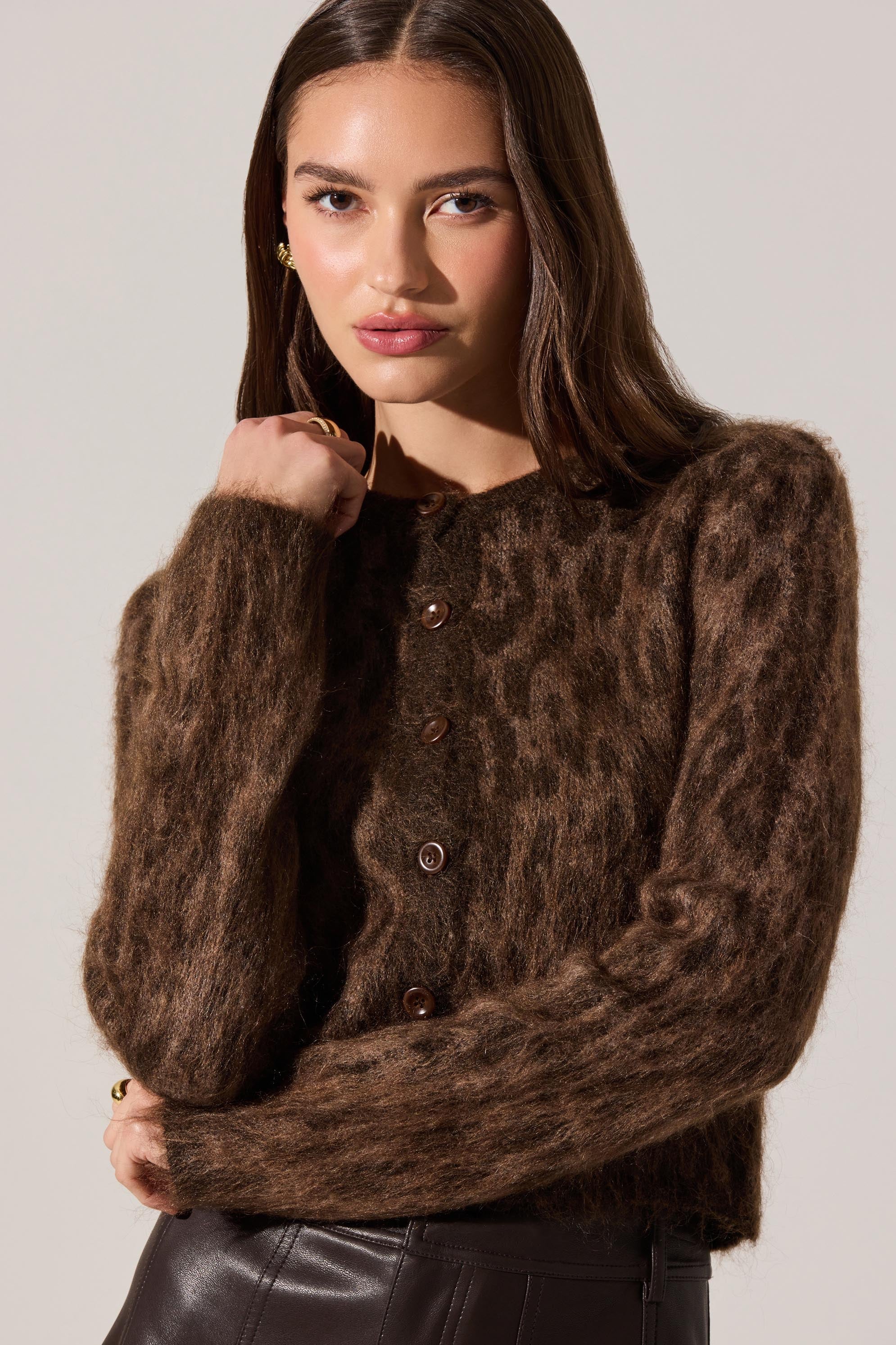 apar　TODAYFUL Carys Denim23 brown ASTR THE LABEL Katria Cheetah Cardigan • Brown Cheetah | The