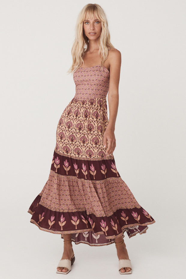 SPELL • BOHEME Chateau Quilted Strappy Maxi Dress-The Shop Laguna Beach