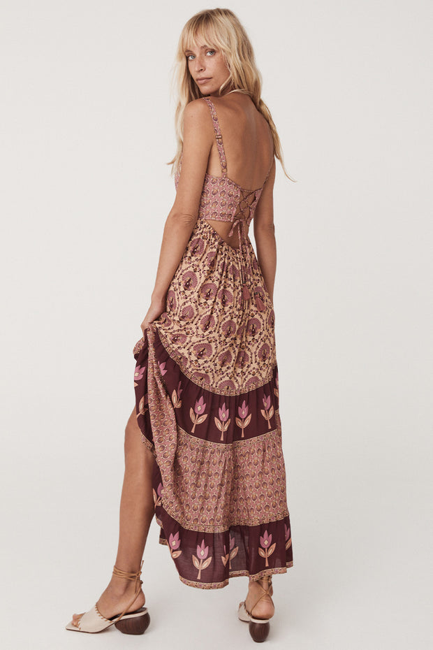 SPELL • BOHEME Chateau Quilted Strappy Maxi Dress-The Shop Laguna Beach