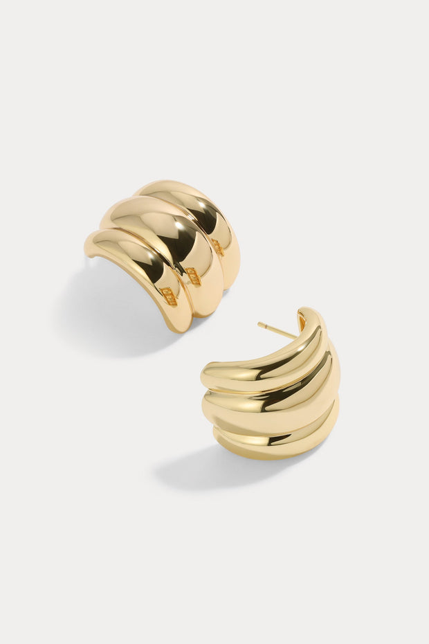 LILI CLASPE Elsa 14kt Gold-Plated Shield Earrings-The Shop Laguna Beach