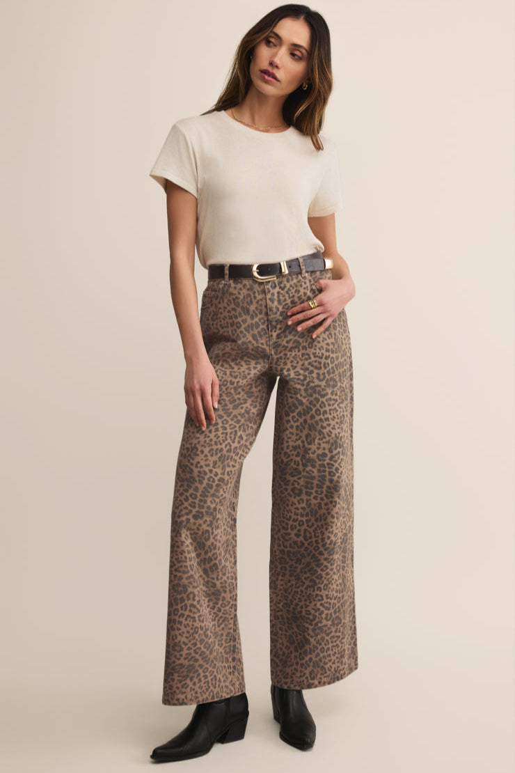 Z SUPPLY Marli Leopard Denim Pant • Desert Tan | The Shop