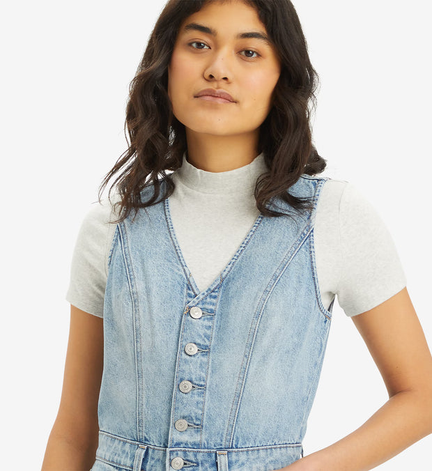 LEVI'S Denim Vest Wide-Leg Denim Jumpsuit-The Shop Laguna Beach