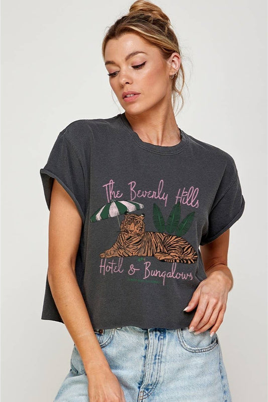 ILLUSTRATED SOCIETY Beverly Hills Hotel Vintage Crop Tee-The Shop Laguna Beach