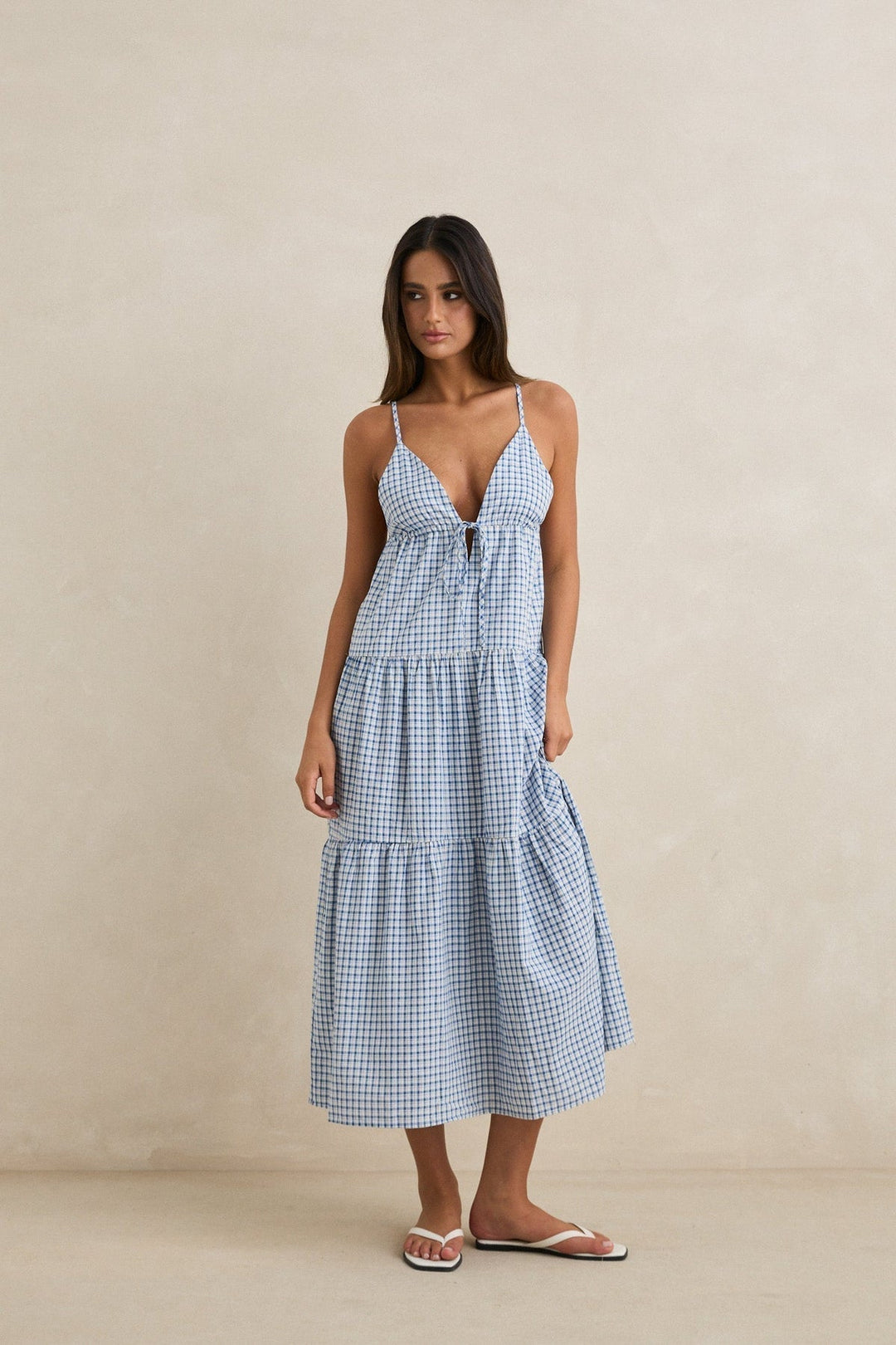 RHYTHM Jaci Check Maxi Dress-The Shop Laguna Beach