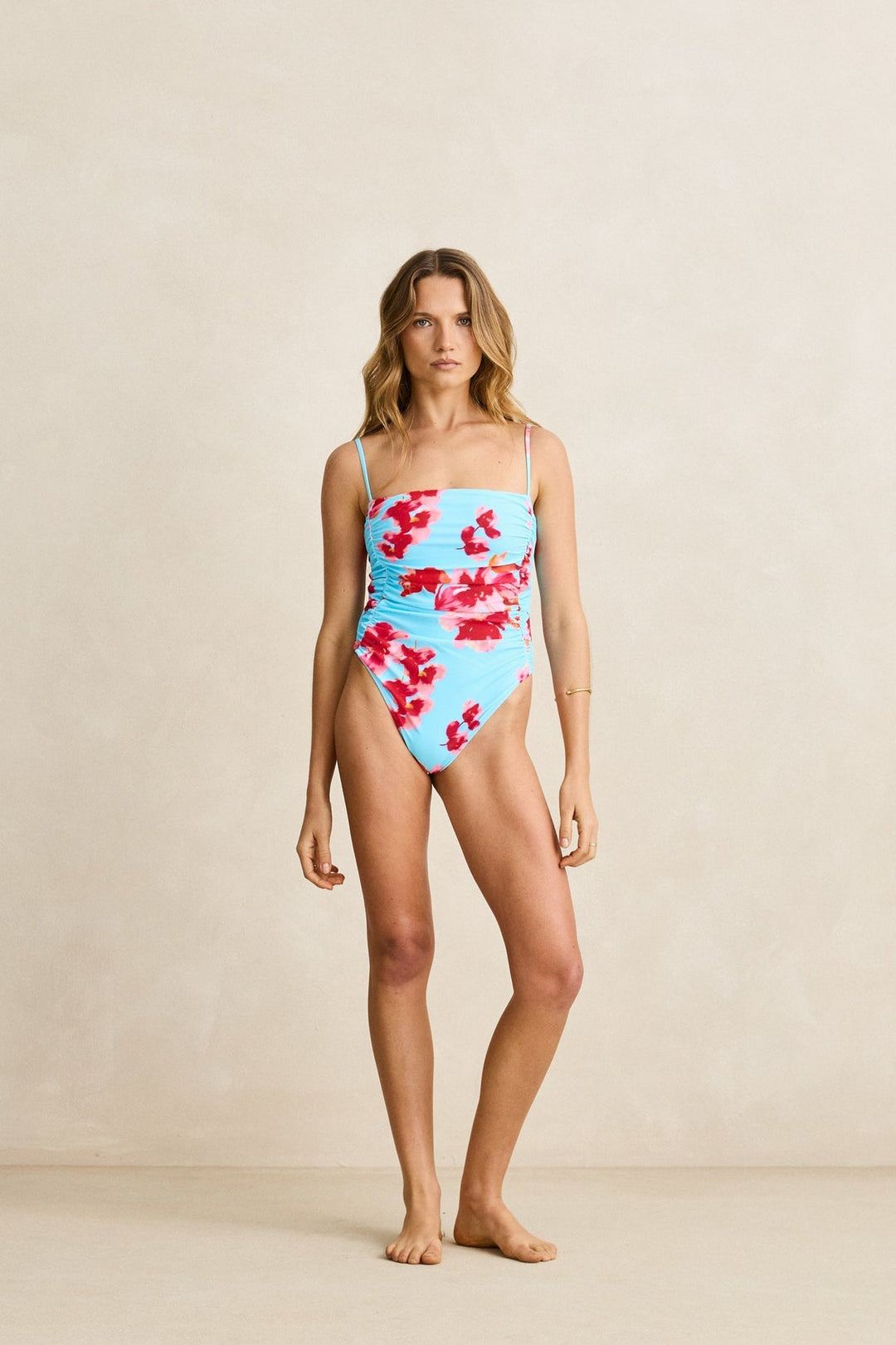 RHYTHM Samba Floral Side-Scrunch One Piece-The Shop Laguna Beach