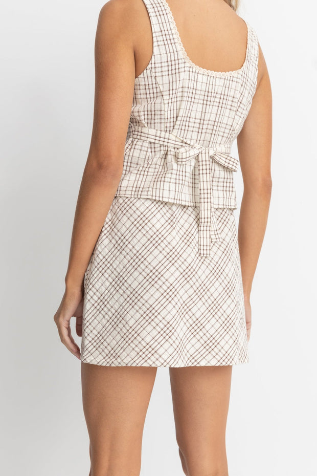 RHYTHM Rumi Check Bias Mini Skirt-The Shop Laguna Beach