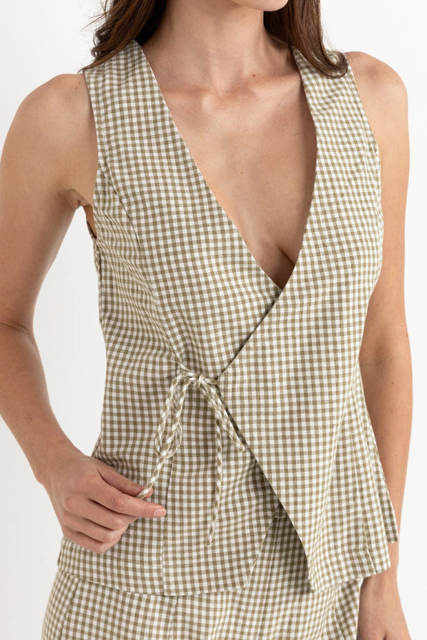 RHYTHM Lola Check Wrap Vest Tank-The Shop Laguna Beach