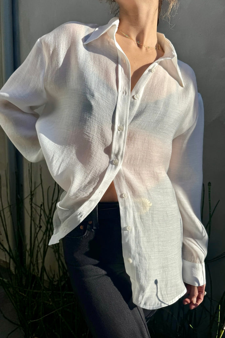 KEEN THE LABEL Betina Buttoned Sheer Top-The Shop Laguna Beach