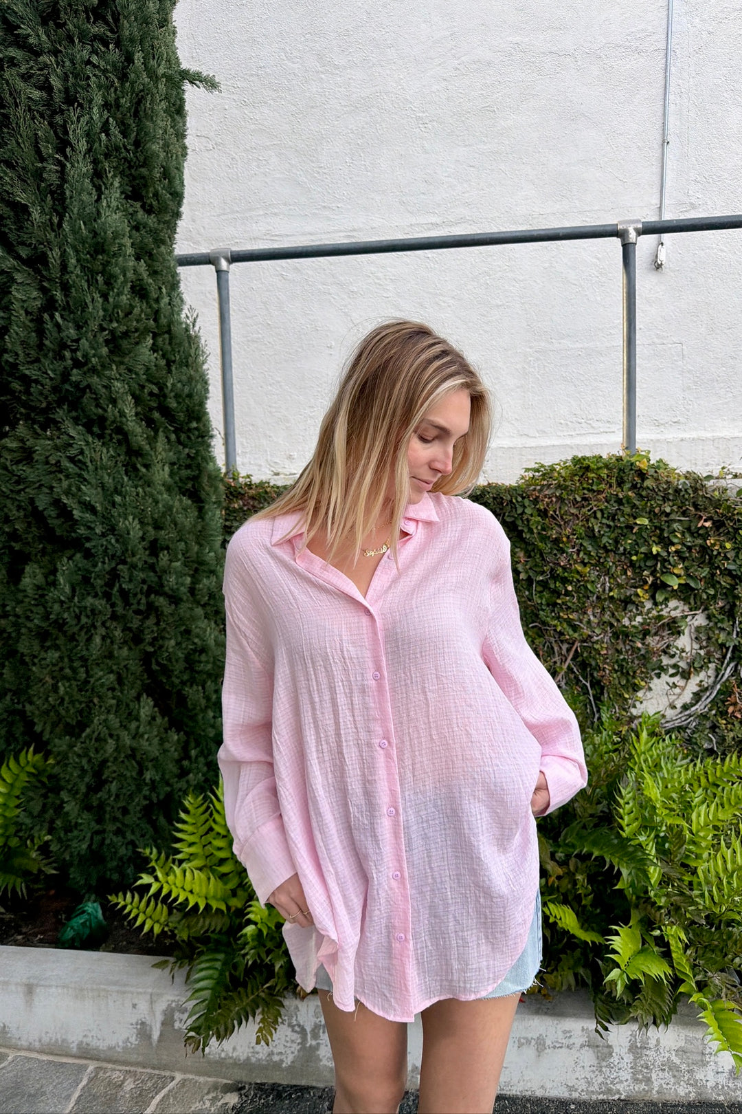 KEEN THE LABEL Linnea Sheer Button-Up Shirt-The Shop Laguna Beach