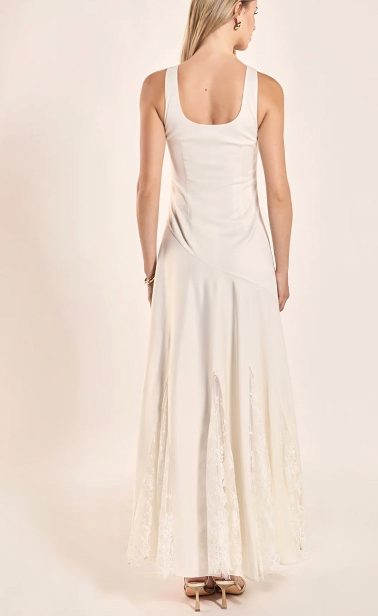 KEEN THE LABEL Alba Satin Inset Lace Maxi Dress-The Shop Laguna Beach
