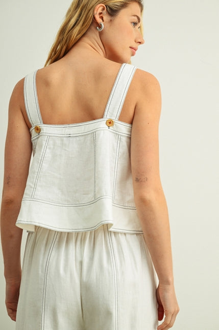 KEEN THE LABEL Lynn Linen Stitched Tank