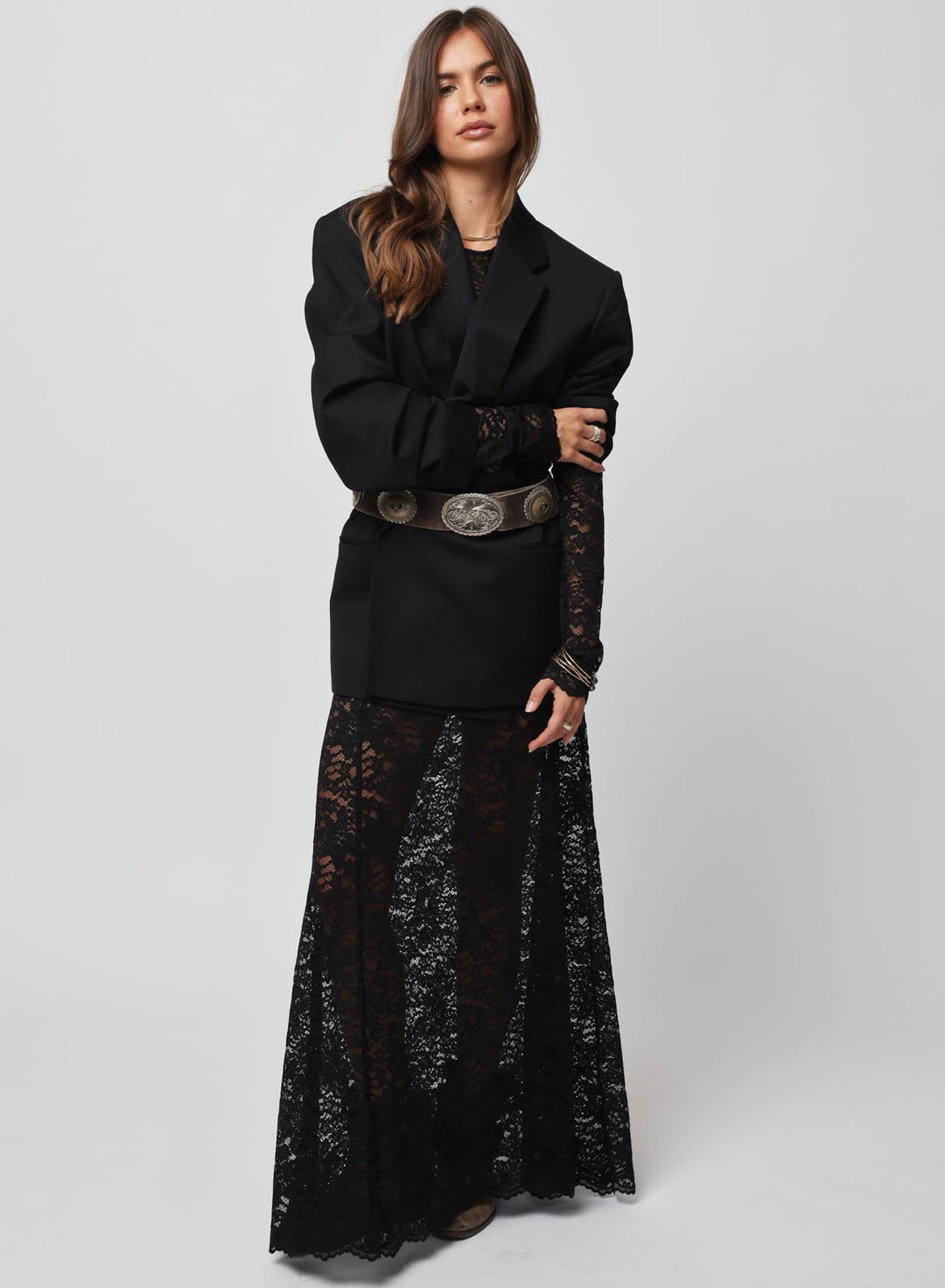 STILLWATER Lace Long Sleeve Baby Tee-The Shop Laguna Beach