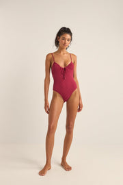 RHYTHM Isla Rib Tie-Front One Piece-The Shop Laguna Beach