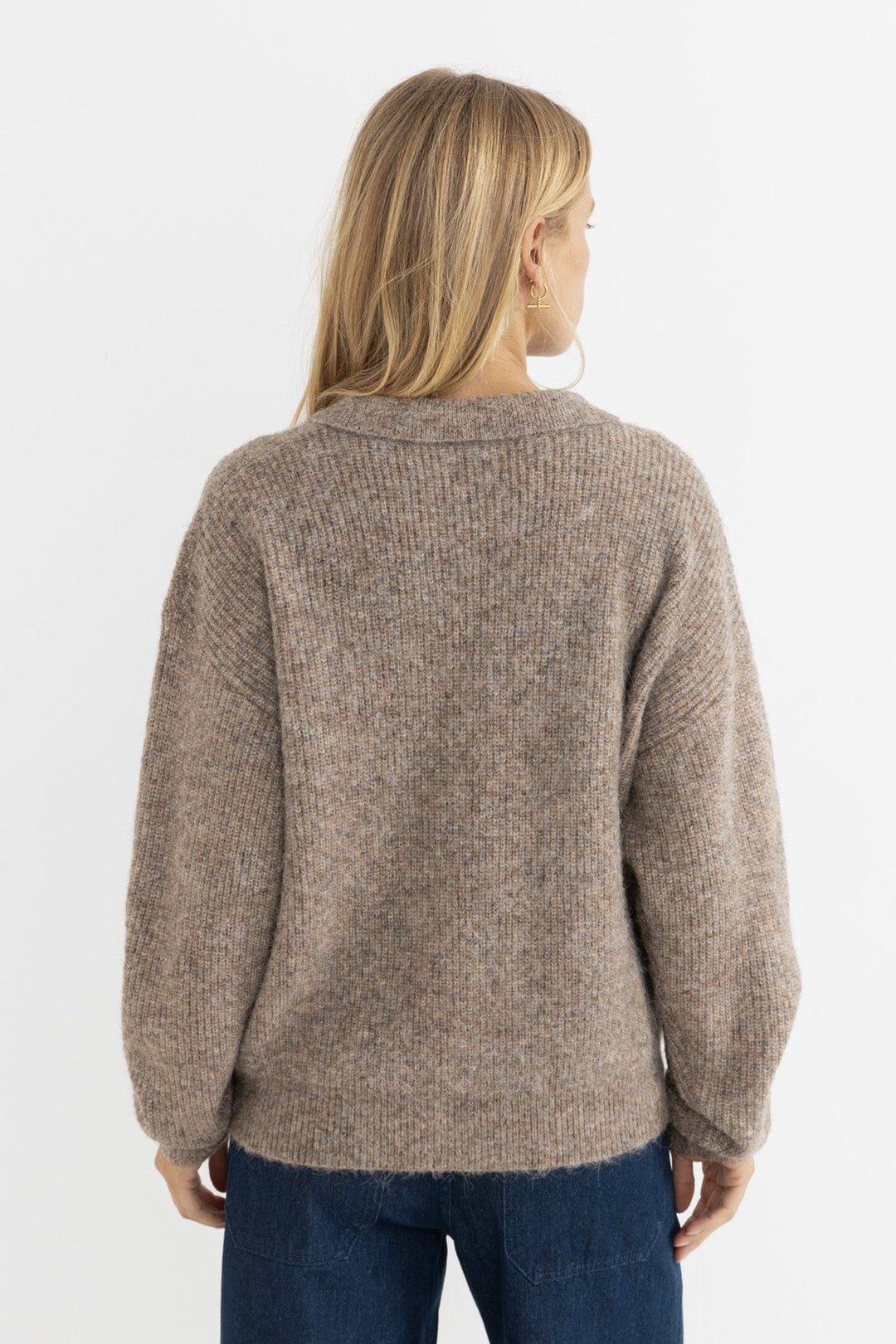 RHYTHM Quinn V-Neck Collared Sweater