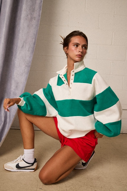 KEEN THE LABEL Keating Striped Rugby Pullover