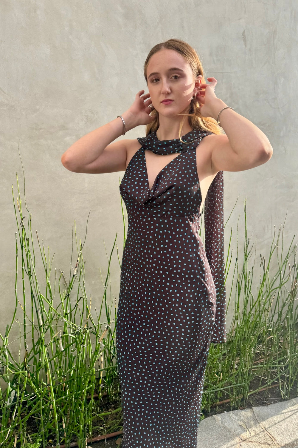 KEEN THE LABEL Lainey Cowl Maxi Dress w/ Scarf-The Shop Laguna Beach