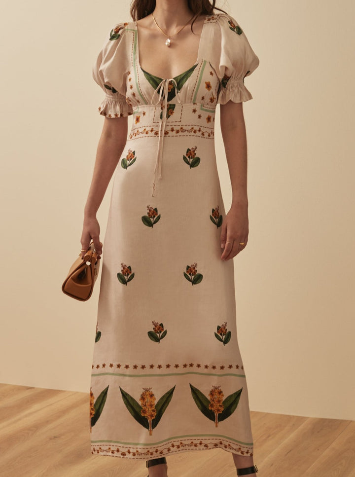 SANCIA Camilla Puff Sleeve Midi Dress-The Shop Laguna Beach