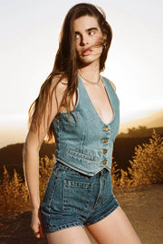 ROLLAS Dallas Vintage Blue Denim Vest-The Shop Laguna Beach