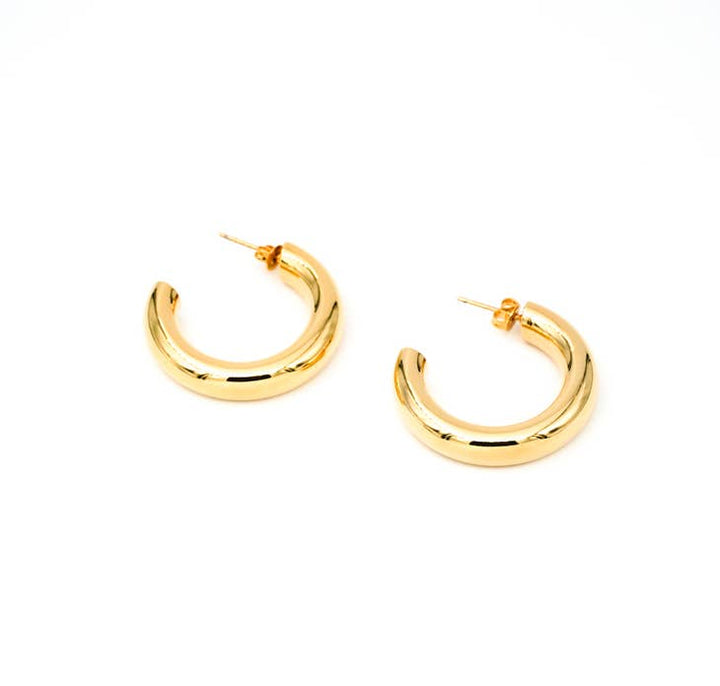 MAY MARTIN <br> Victoria Thick Gold Hoops-The Shop Laguna Beach