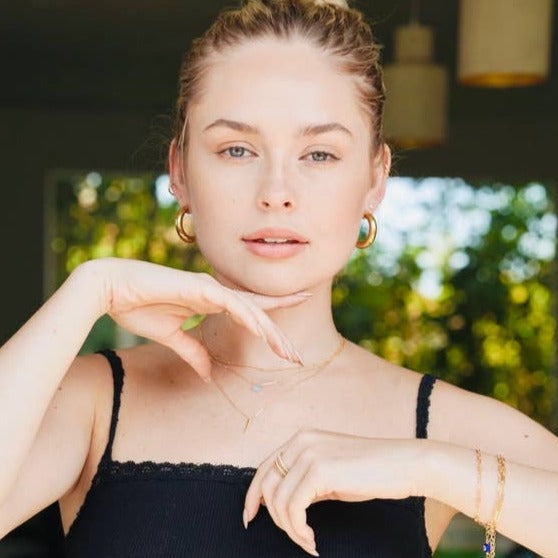 MAY MARTIN <br> Victoria Thick Gold Hoops-The Shop Laguna Beach