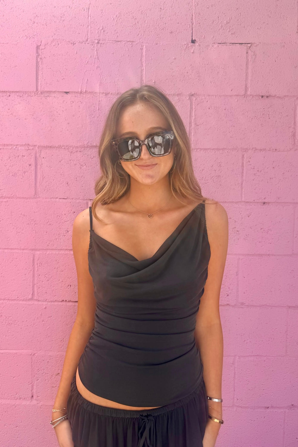 KEEN THE LABEL Krystle Cowl-Neck Tank-The Shop Laguna Beach