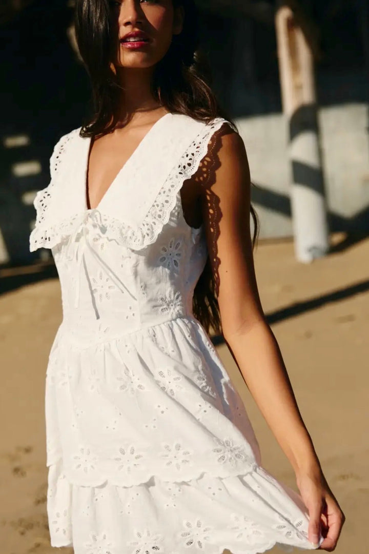 KEEN THE LABEL Rowe Collared Eyelet Mini Dress-The Shop Laguna Beach