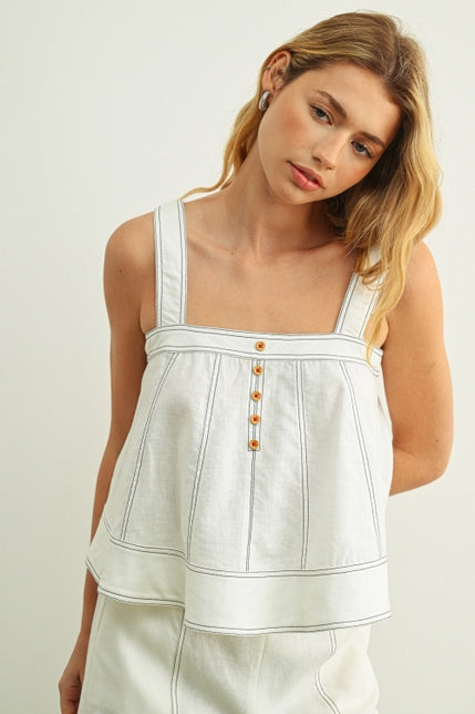 KEEN THE LABEL Lynn Linen Stitched Tank
