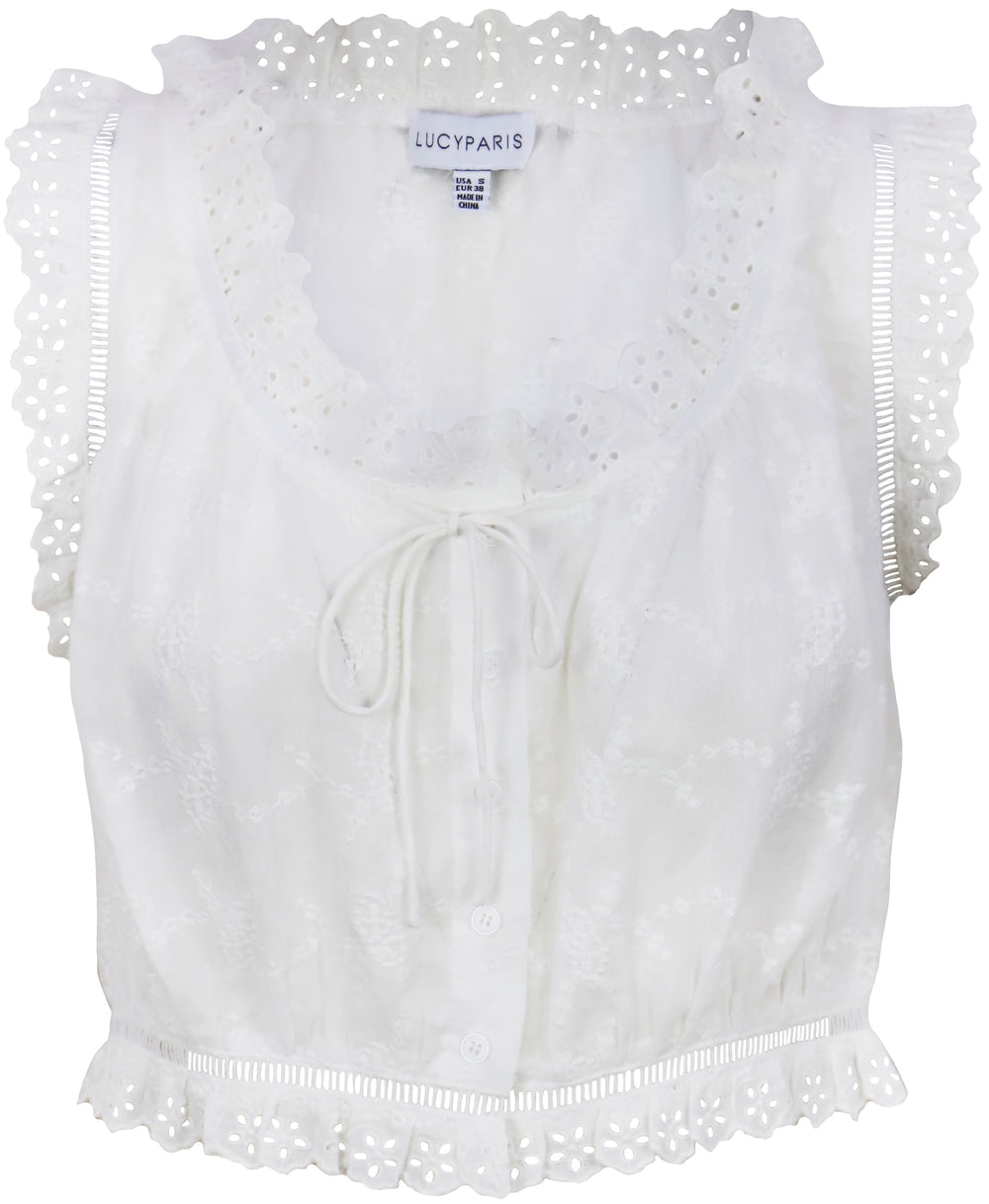 LUCY PARIS Agatha Eyelet Crop Top-The Shop Laguna Beach