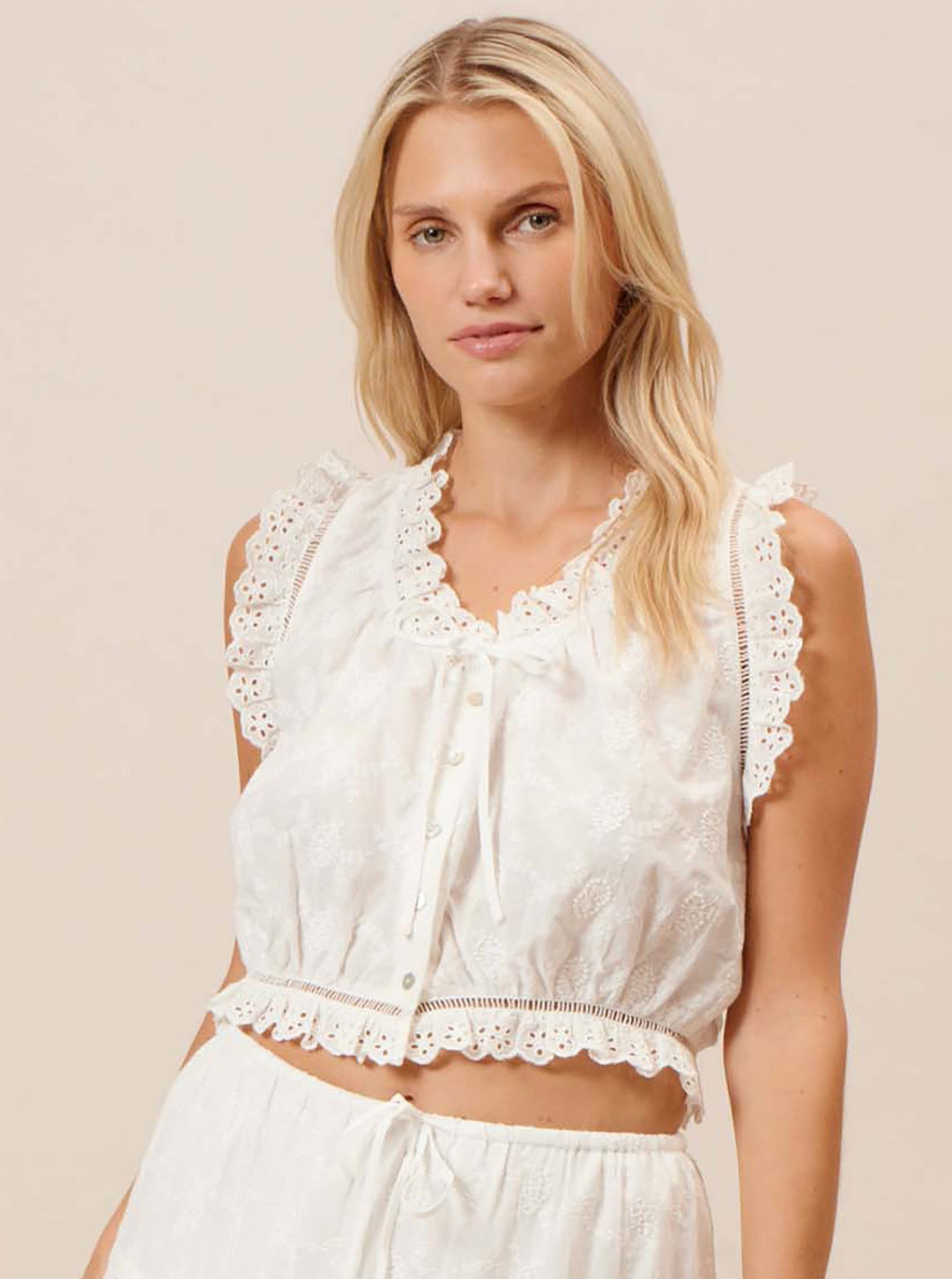 LUCY PARIS Agatha Eyelet Crop Top-The Shop Laguna Beach