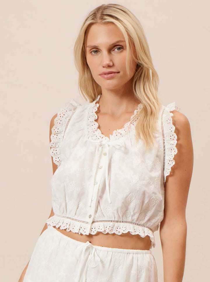 LUCY PARIS Agatha Eyelet Crop Top-The Shop Laguna Beach