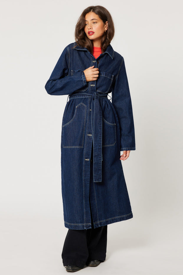 ROLLAS Bijou Alice Rinse Denim Trench Jacket-The Shop Laguna Beach