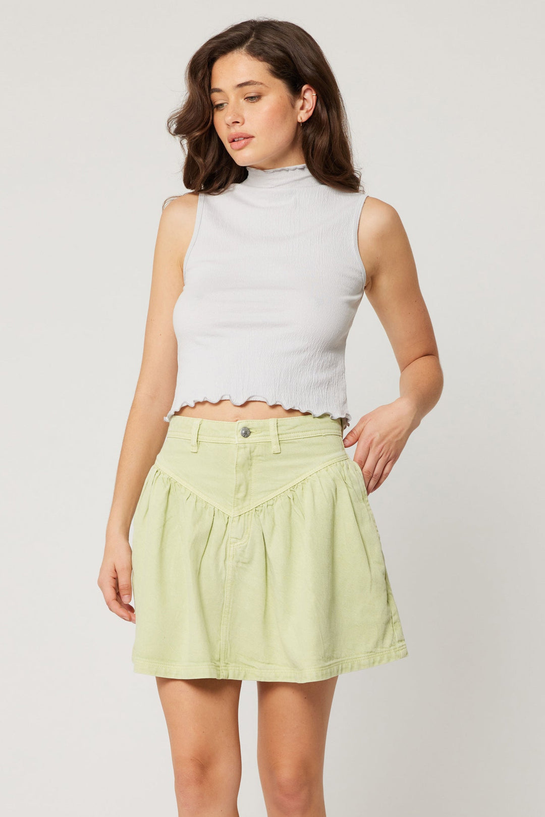 ROLLAS Leonie Denim Mini Skirt-The Shop Laguna Beach
