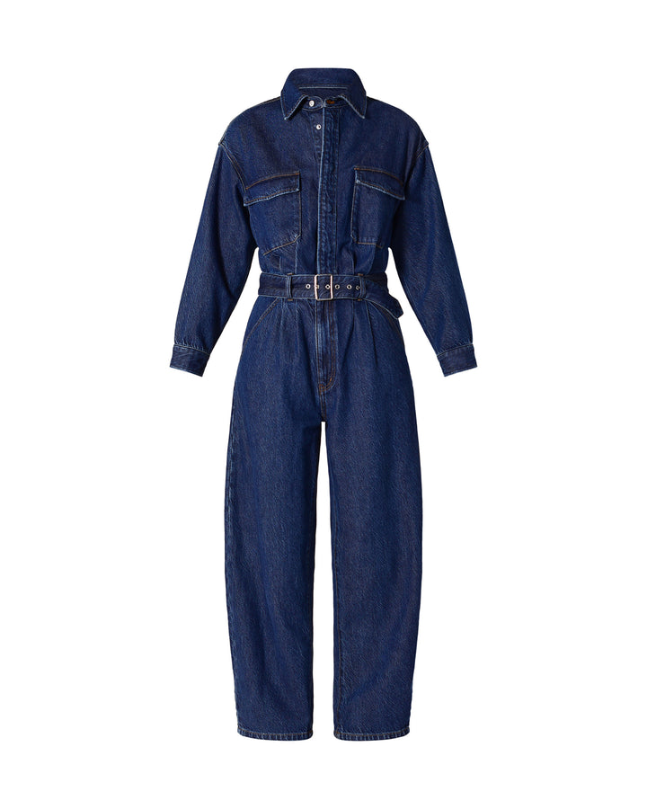 ROLLAS Barrel Long Sleeve Denim Jumpsuit - Deep Blue-The Shop Laguna Beach