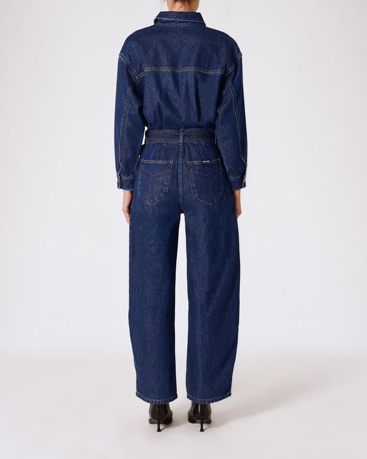 ROLLAS Barrel Long Sleeve Denim Jumpsuit - Deep Blue-The Shop Laguna Beach