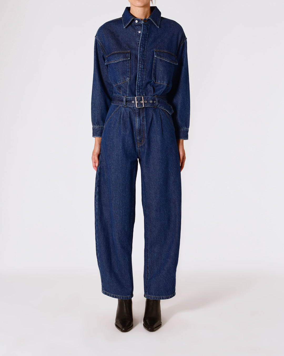 ROLLAS Barrel Long Sleeve Denim Jumpsuit - Deep Blue-The Shop Laguna Beach