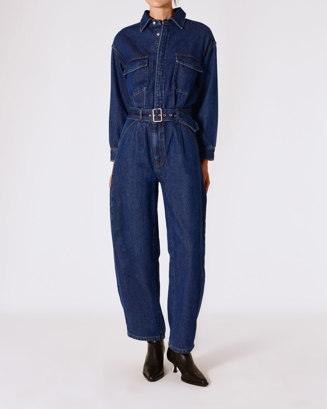 ROLLAS Barrel Long Sleeve Denim Jumpsuit - Deep Blue-The Shop Laguna Beach
