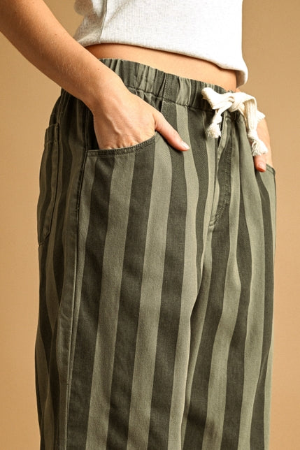 KEEN THE LABEL Trisha Striped Twill Barrel Pant