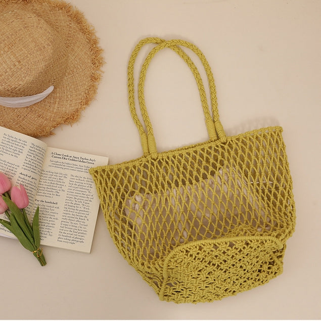Simple Open-Weave Crochet Beach Bag - More Colors Available-The Shop Laguna Beach