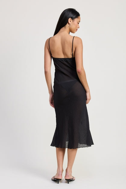 KEEN THE LABEL Paulette Semi-Sheer Sequin Bias Midi Dress-The Shop Laguna Beach