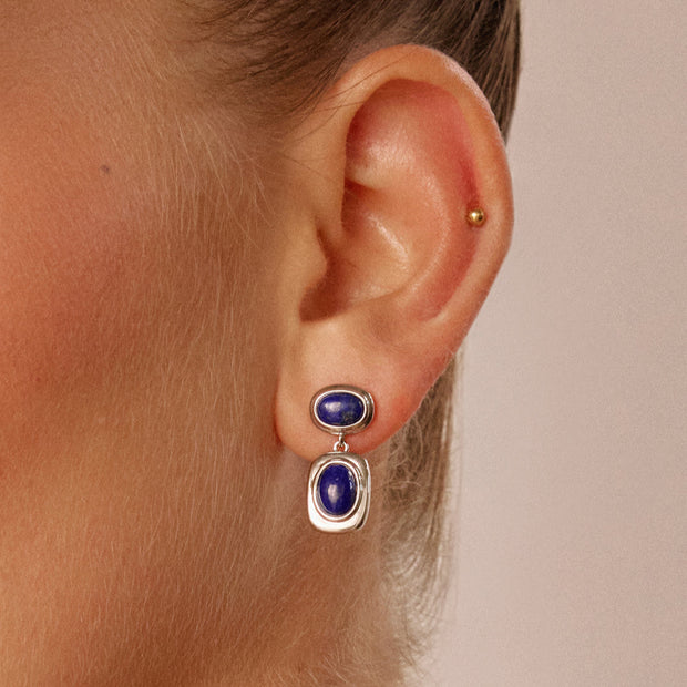 LUV AJ Lapis Double Silver Studs
