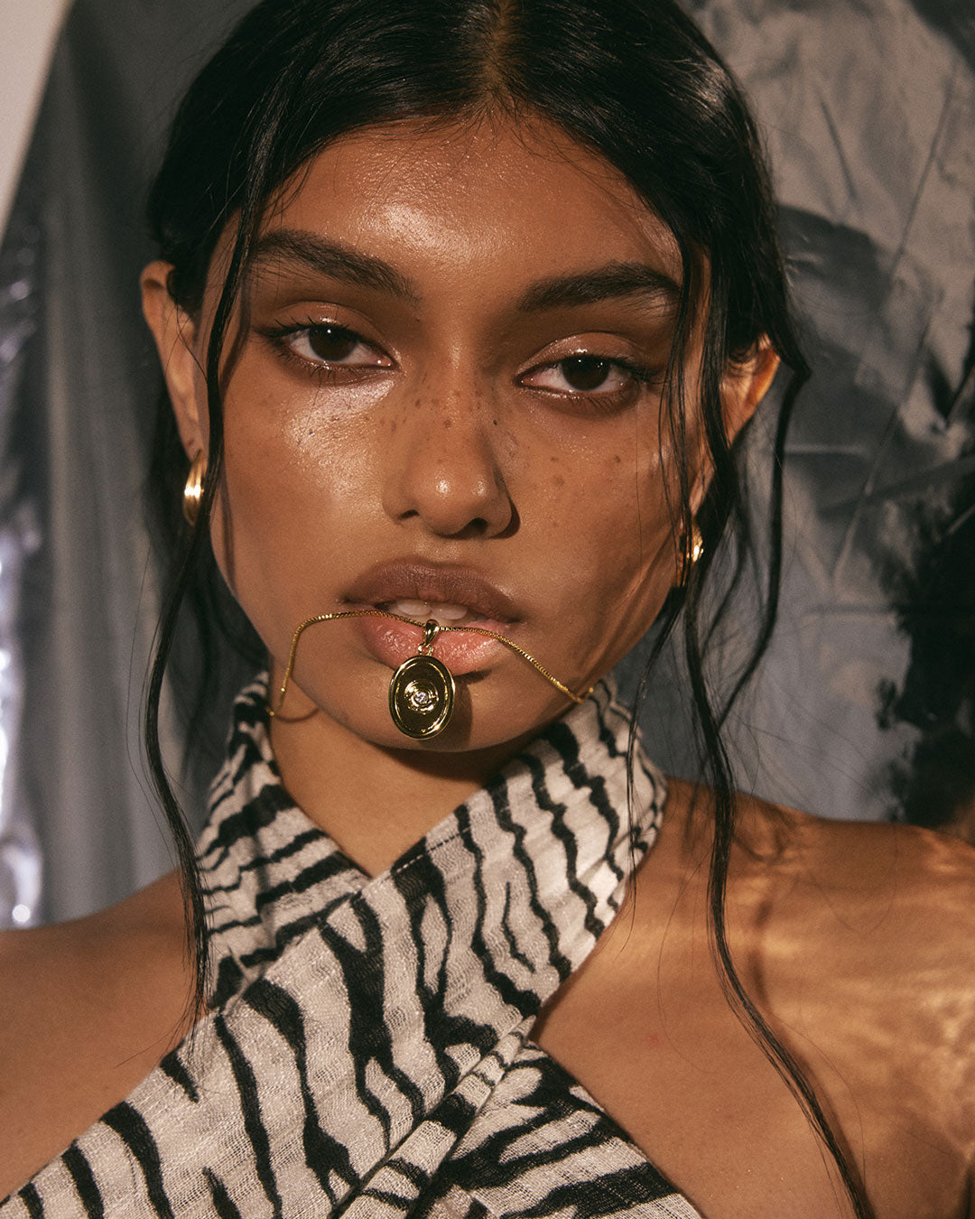 LUV AJ Wave Bezel Locket Necklace-The Shop Laguna Beach