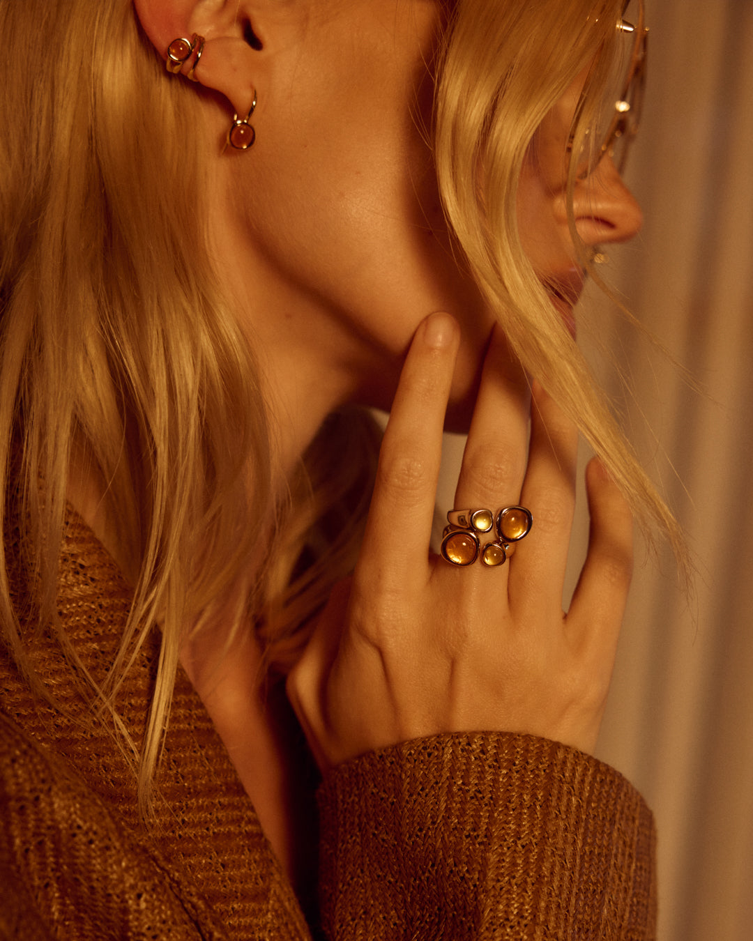 LUV AJ Amber Honey Hook Earrings - Gold-The Shop Laguna Beach