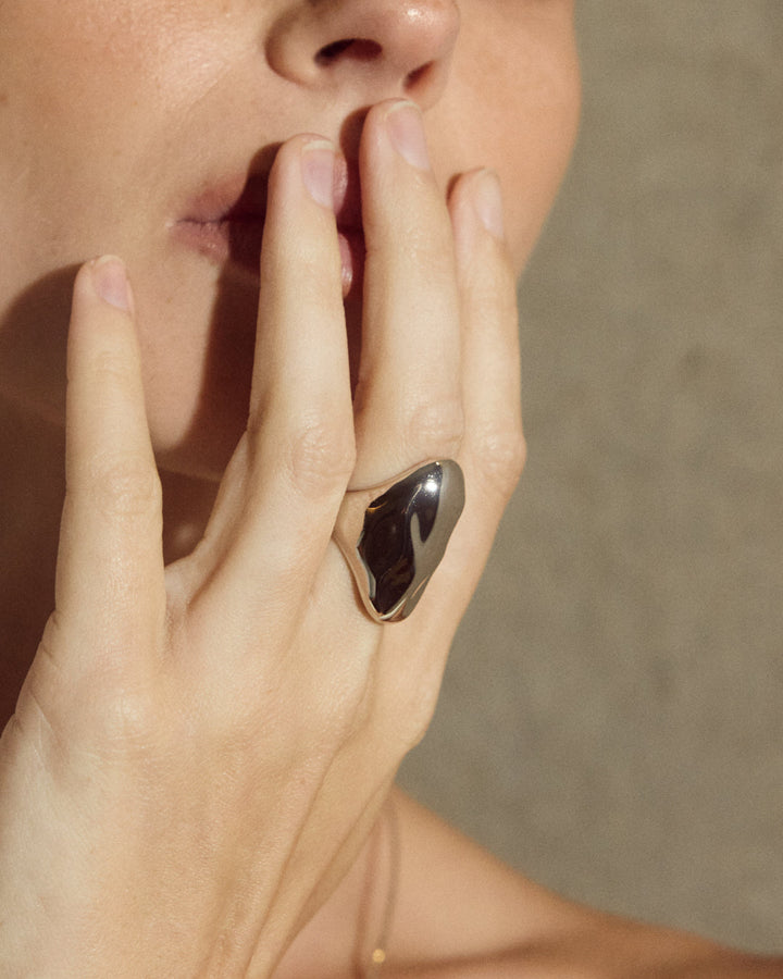 LUV AJ Liquid Metal Statement Ring - Gold & Silver Available-The Shop Laguna Beach