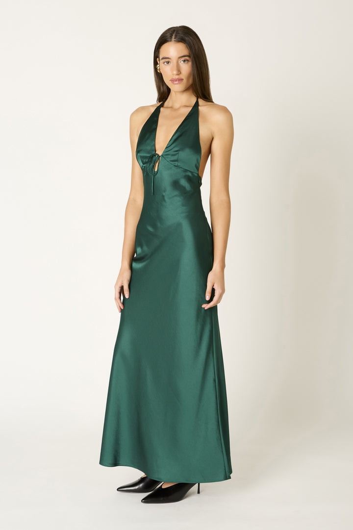 KEEN THE LABEL Cecily Silky Halter Maxi Dress-The Shop Laguna Beach