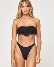 *Online Exclusive* <br> LSPACE Dixie Fringe Bandeau Top - Black-The Shop Laguna Beach