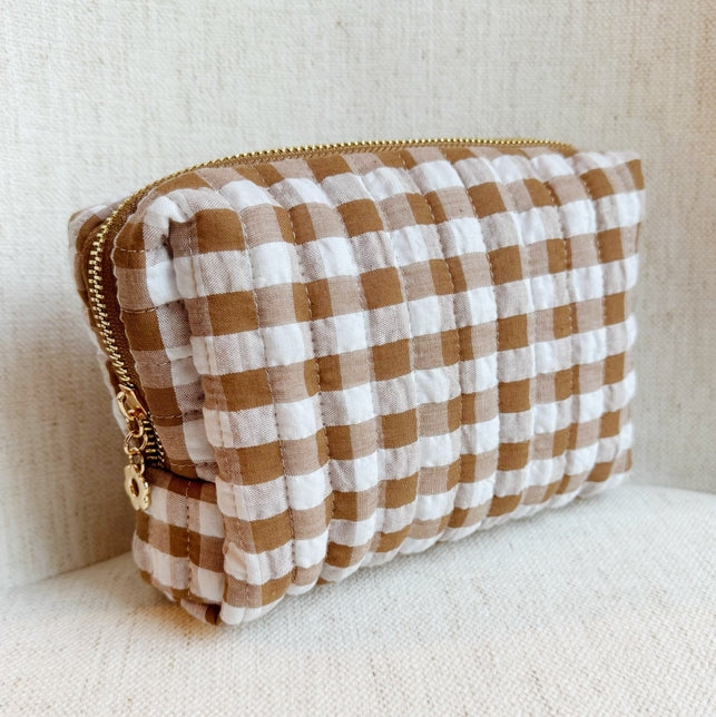 Color Parade Gingham Cosmetic Pouch - More Colors Available-The Shop Laguna Beach