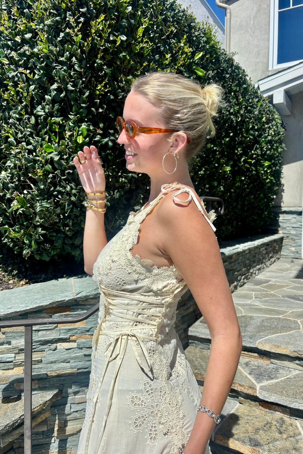 KEEN THE LABEL Martina Eyelet Midi Dress-The Shop Laguna Beach