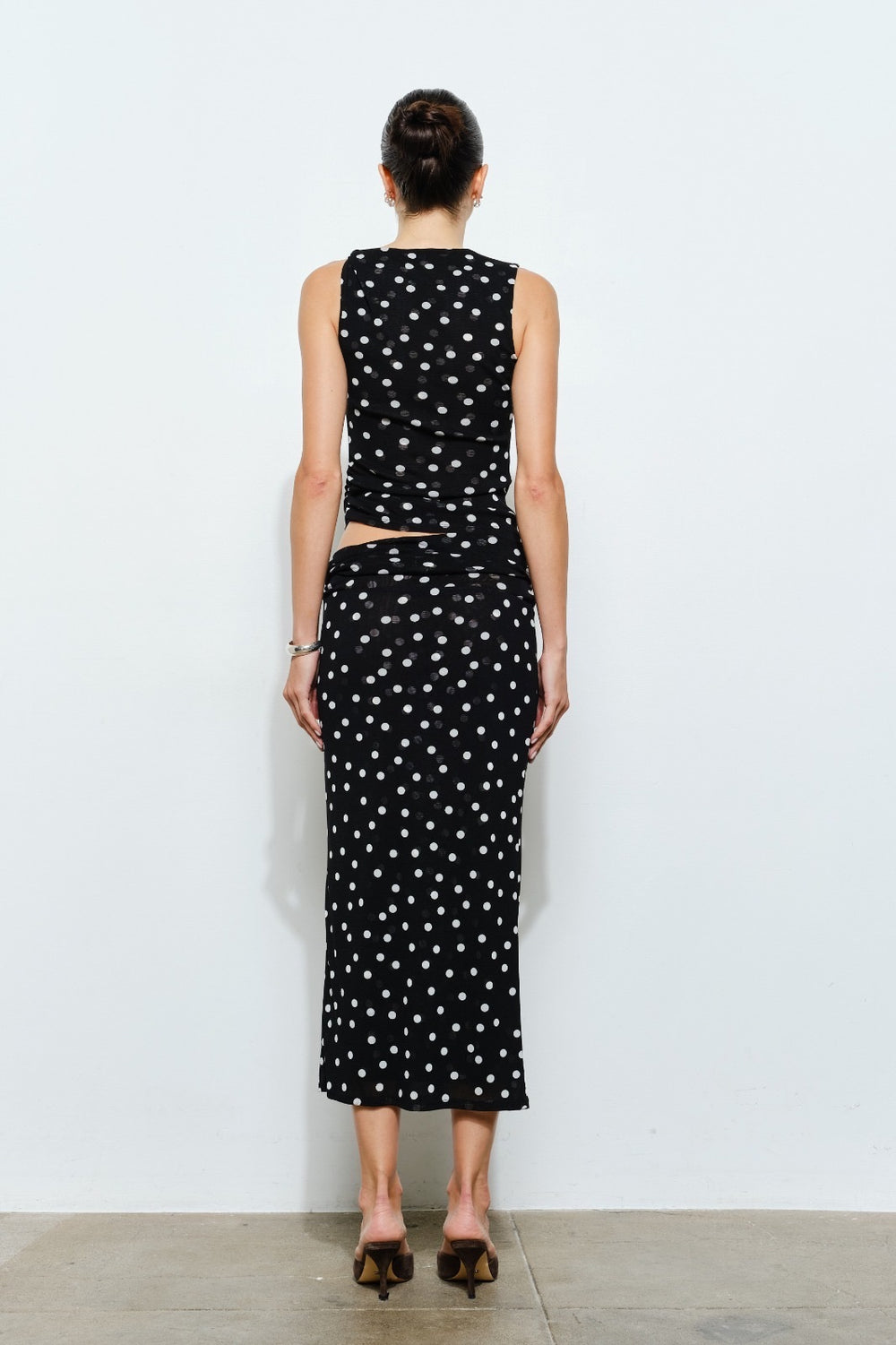 KEEN THE LABEL Petra Polka Mesh Midi Skirt-The Shop Laguna Beach
