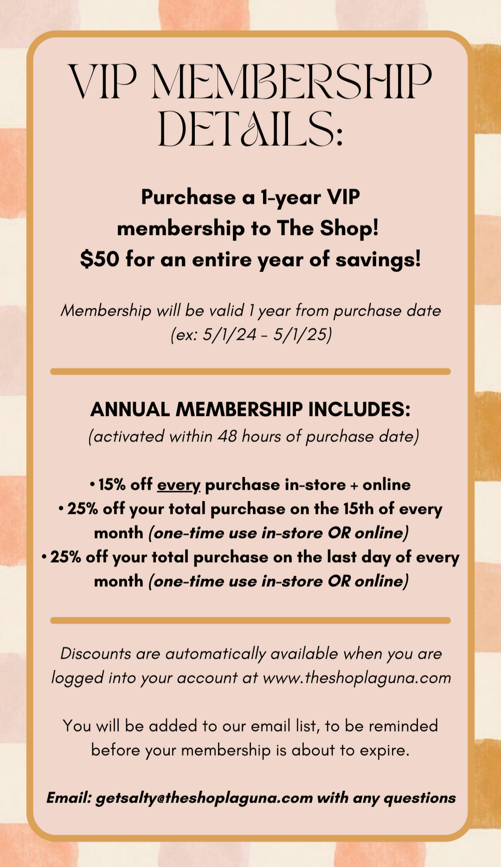 VIP Annual Membership - $50/year-The Shop Laguna Beach